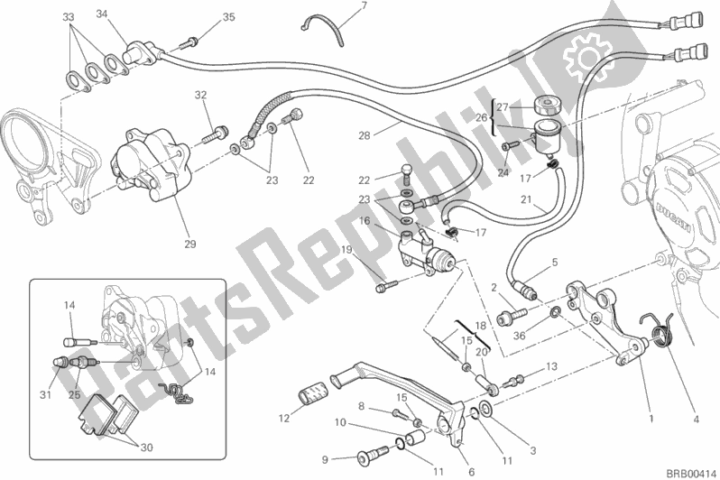 Todas as partes de Sistema De Freio Traseiro do Ducati Streetfighter S USA 1100 2013
